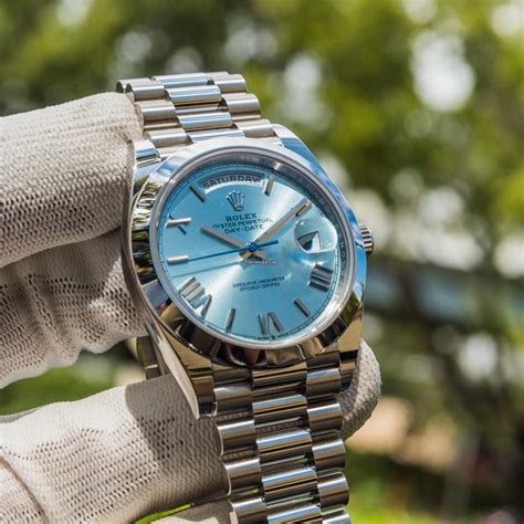 rolex day-date 40 platinum ice blue dial|rolex day date platinum 40mm.